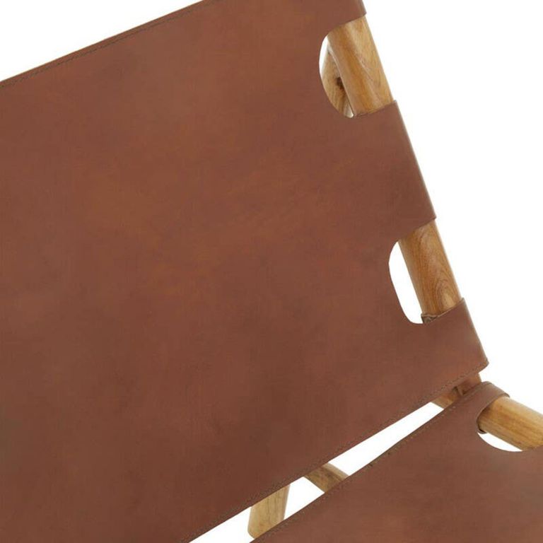 Kendari Lounge Chair - Antique Brown Leather with Teak Wood