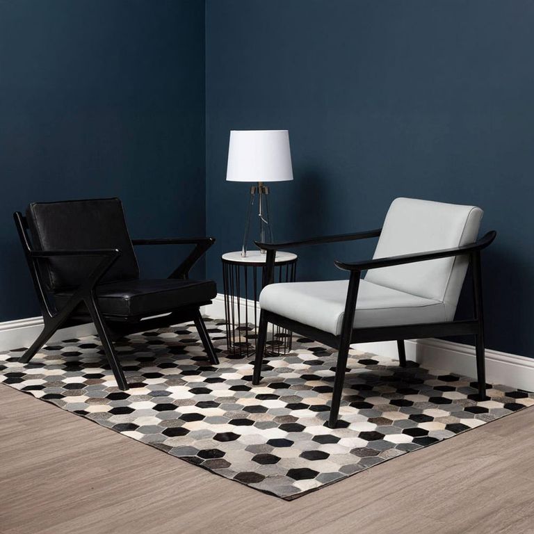 Kendari Armchair - Black Leather with Teak Wood