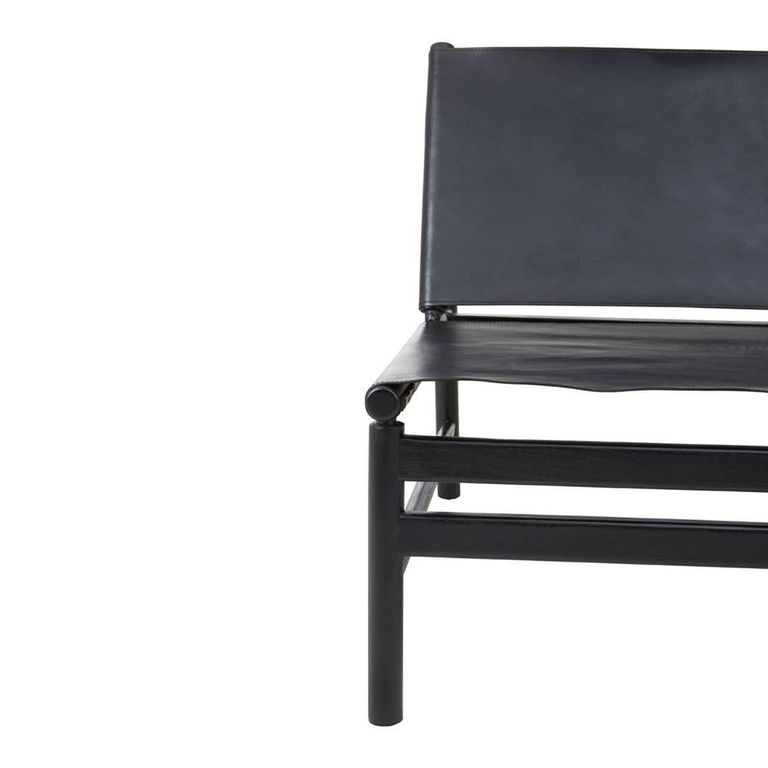 Kendari Chair - Black Leather with Teak Wood - Backrest