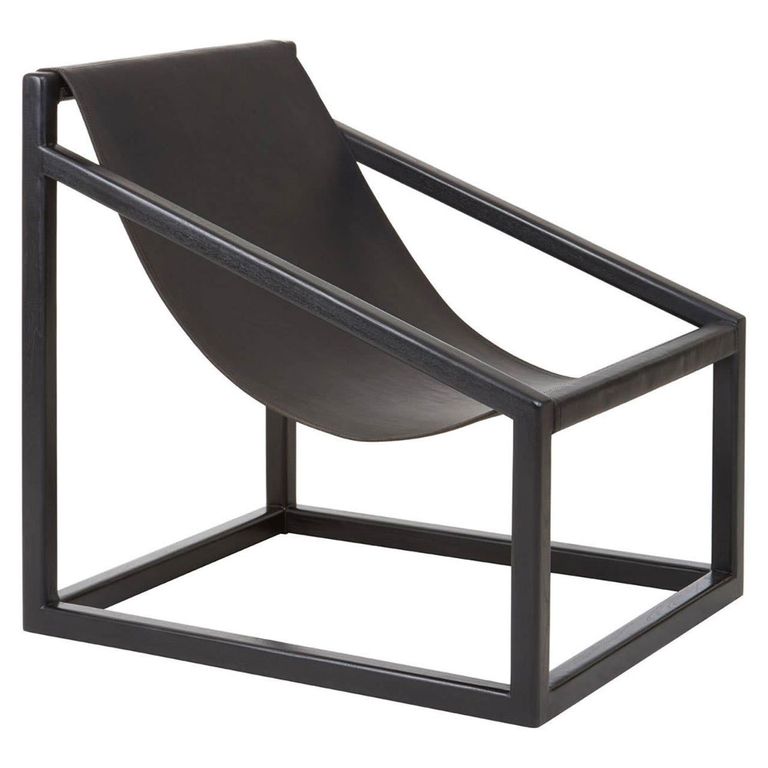 Kendari Chair - Black Leather with Teak Wood - Cubic Frame