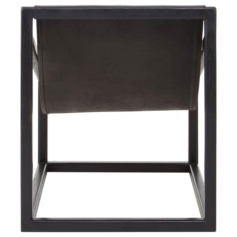Kendari Chair - Black Leather with Teak Wood - Cubic Frame