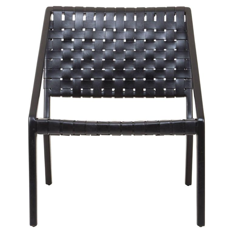 Kendari Chair - Black Woven Leather with Teak Wood