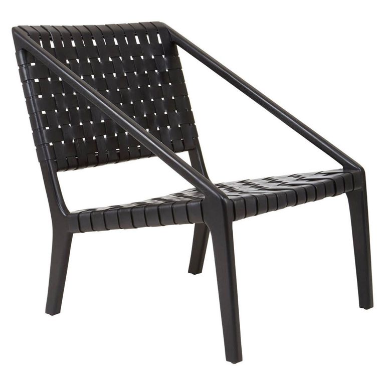 Kendari Chair - Black Woven Leather with Teak Wood