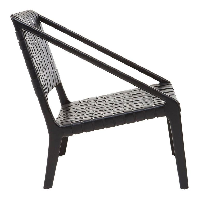 Kendari Chair - Black Woven Leather with Teak Wood