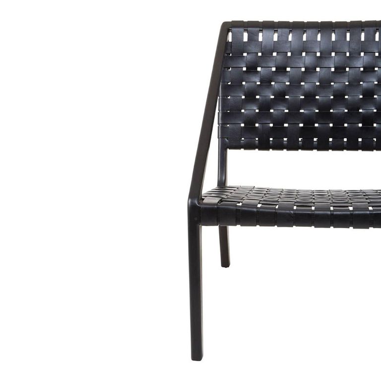 Kendari Chair - Black Woven Leather with Teak Wood