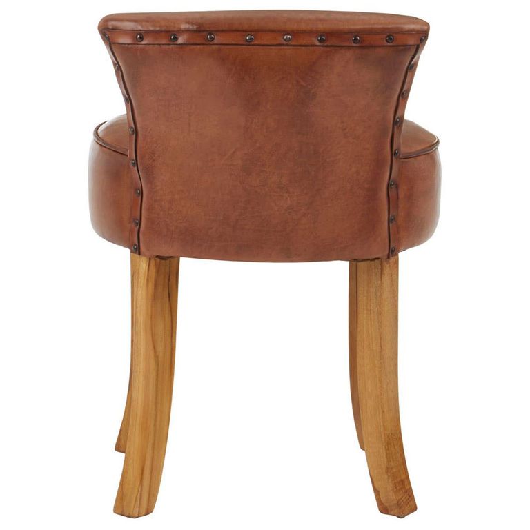 Kendari Lounge Chair - Brown Leather with Round Back