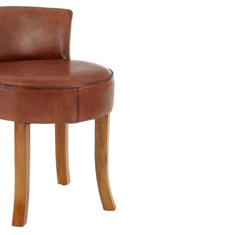 Kendari Lounge Chair - Brown Leather with Round Back