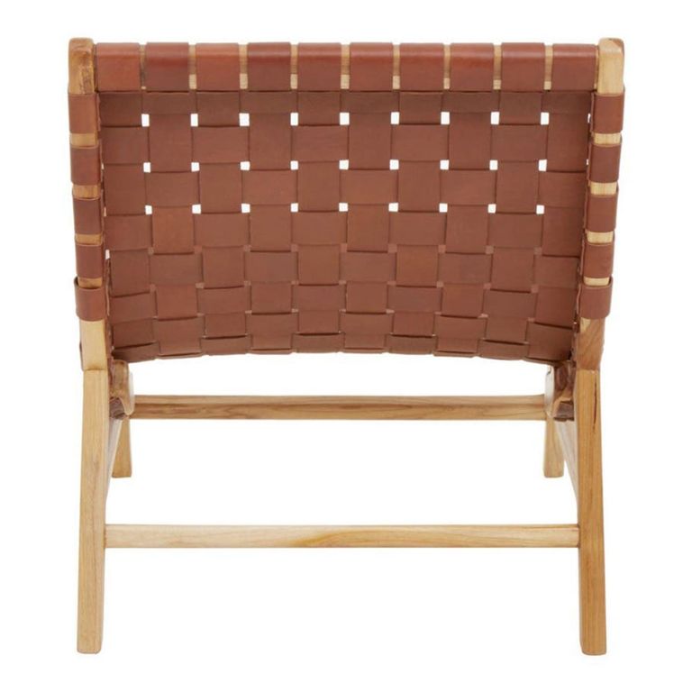 Kendari Armchair - Brown Leather with Teak Wood