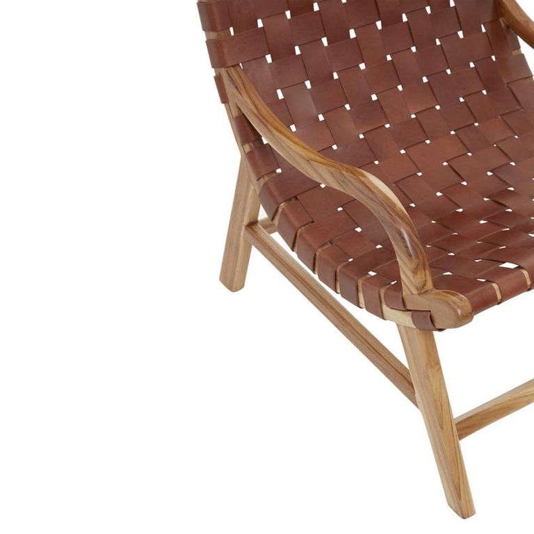 Kendari Armchair - Brown Leather with Teak Wood