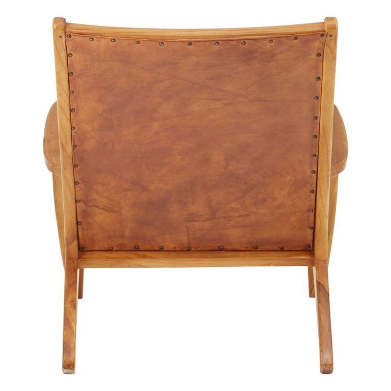 Kendari Lounge Chair - Brown Leather with Teak Wood
