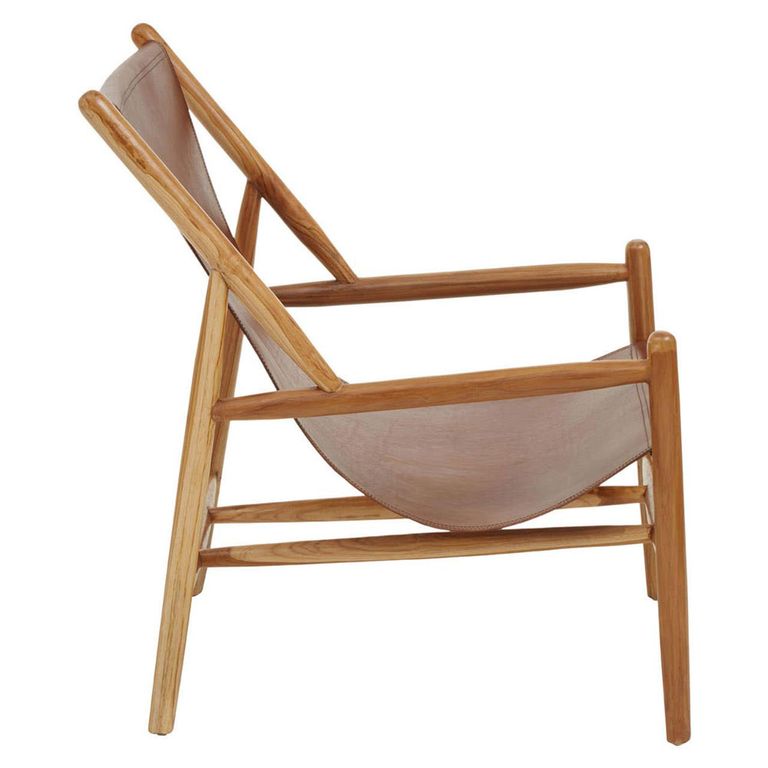 Kendari Lounge Chair - Dark Brown Leather with Teak Wood