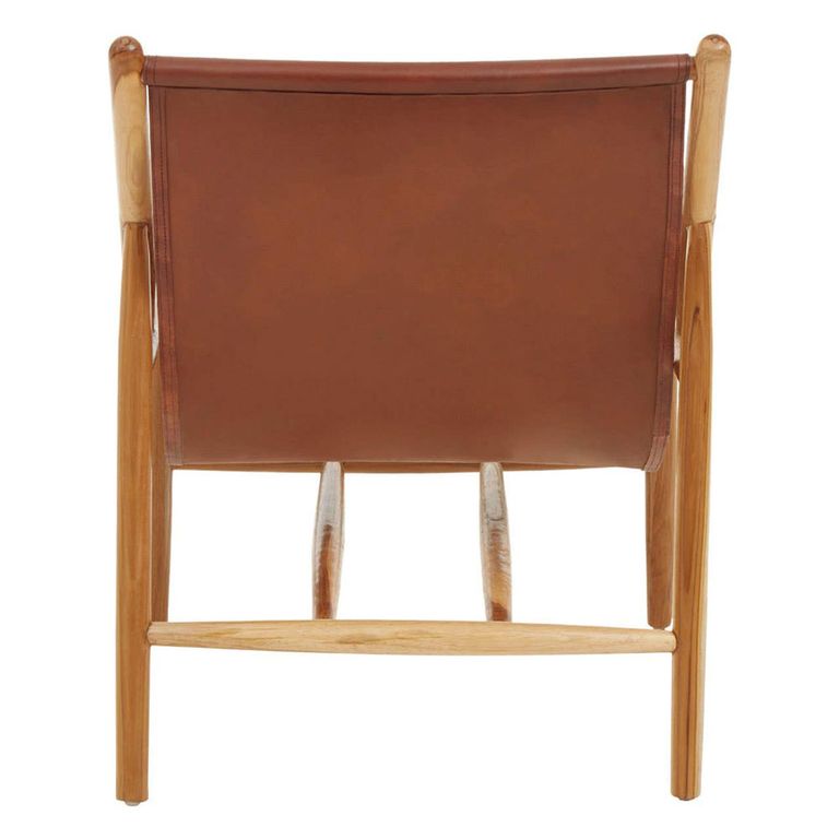 Kendari Lounge Chair - Dark Brown Leather with Teak Wood