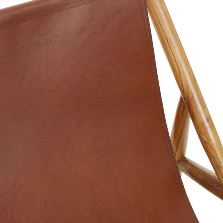 Kendari Lounge Chair - Dark Brown Leather with Teak Wood