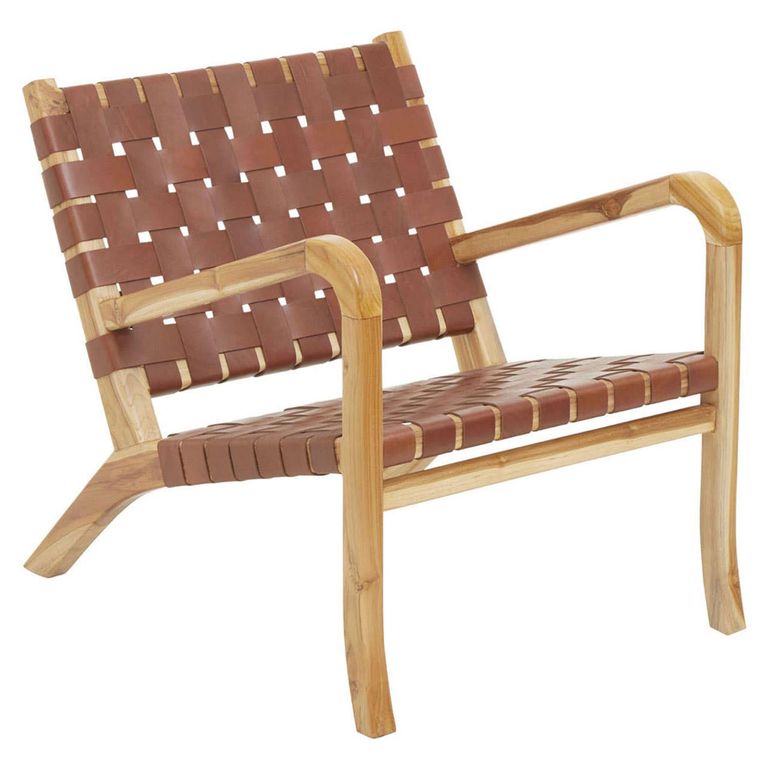 Kendari Lounge Chair - Dark Brown Leather with Teak Wood