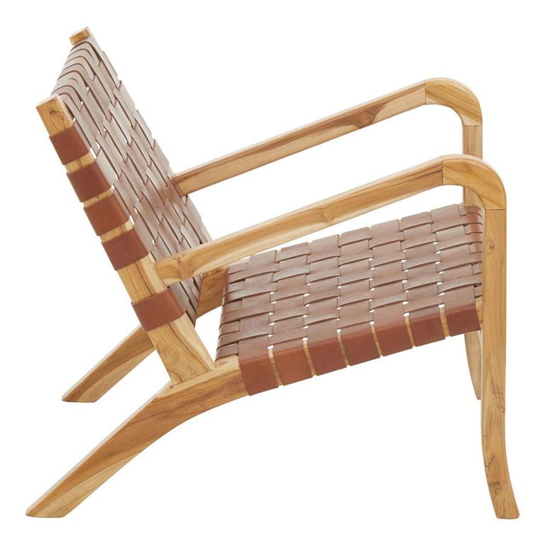 Kendari Lounge Chair - Dark Brown Leather with Teak Wood