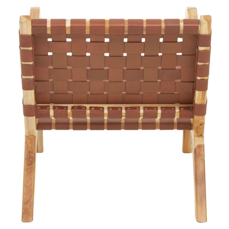 Kendari Lounge Chair - Dark Brown Leather with Teak Wood