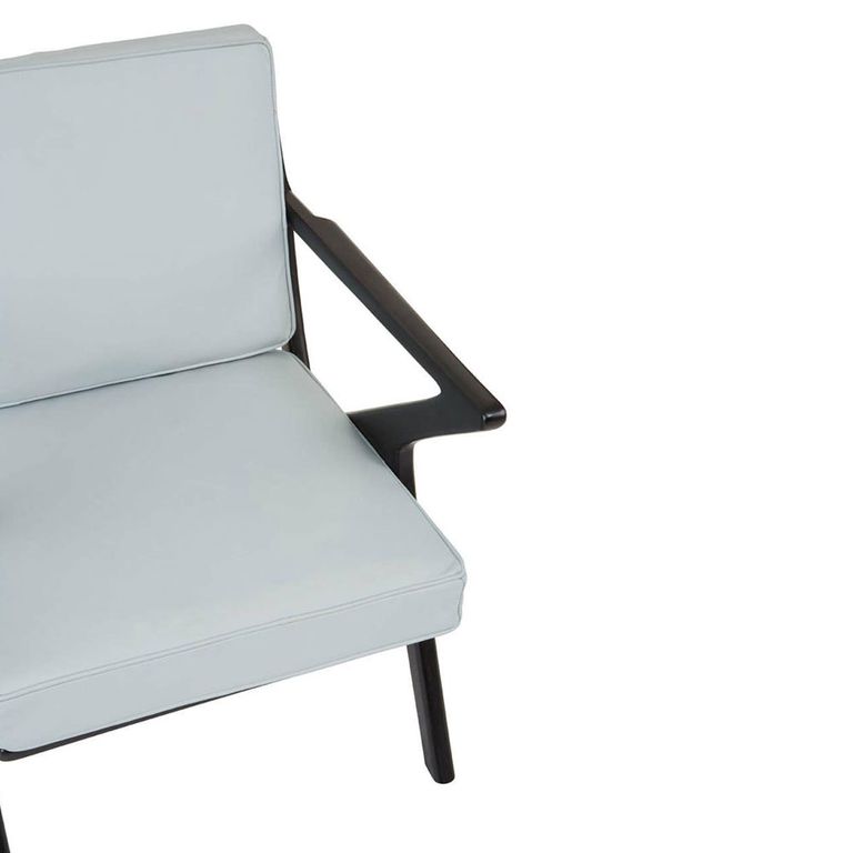 Kendari Armchair - Grey Leather with Teak Wood