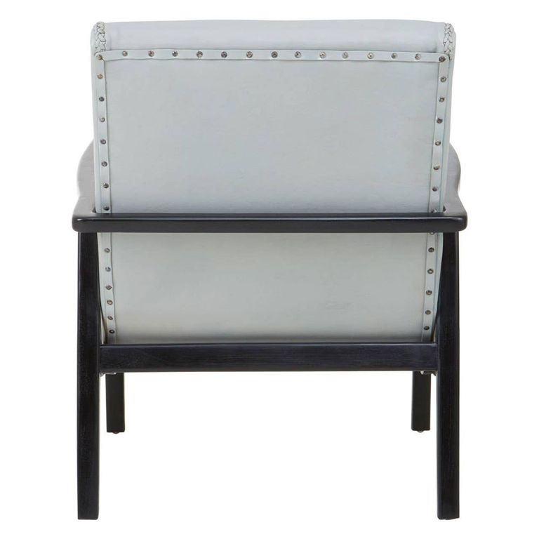 Kendari Armchair - Grey Leather with Teak Wood