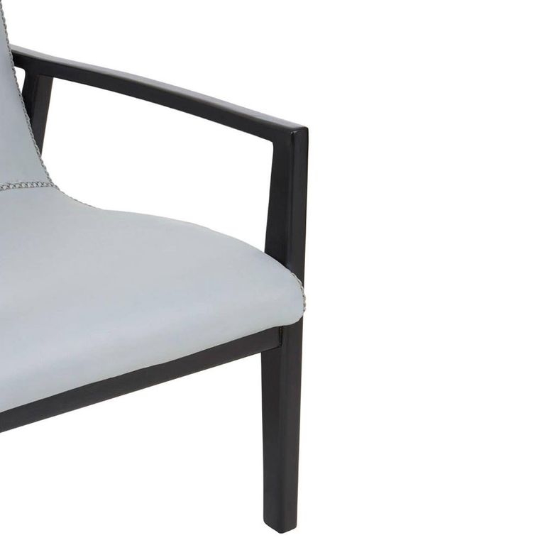 Kendari Armchair - Grey Leather with Teak Wood