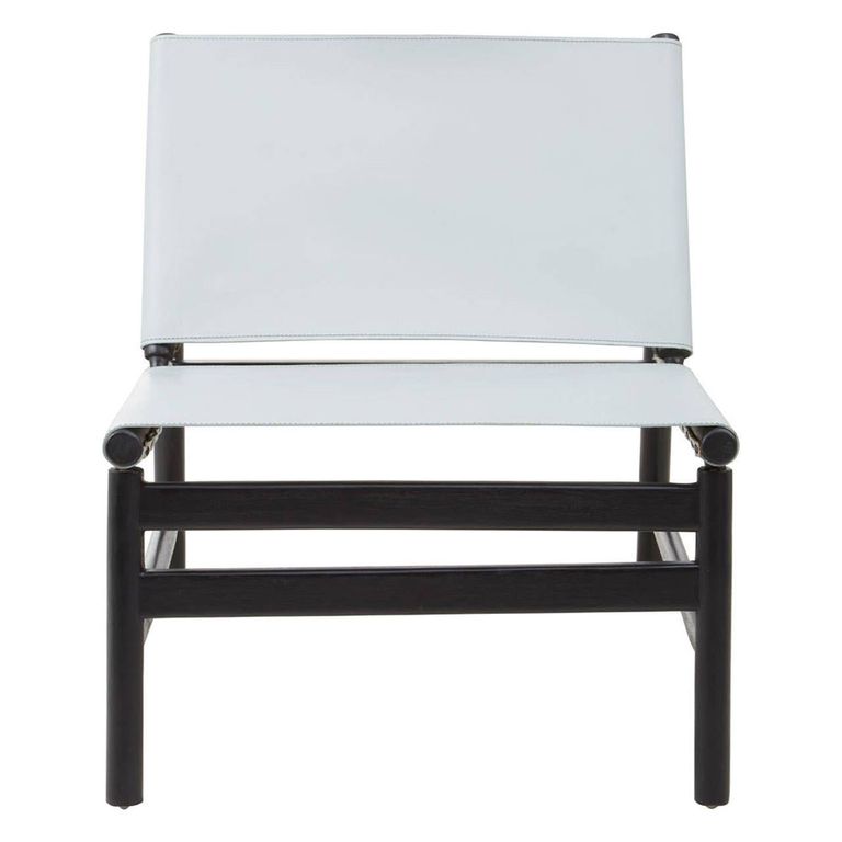 Kendari Chair - Grey Leather with Teak Wood - Backrest