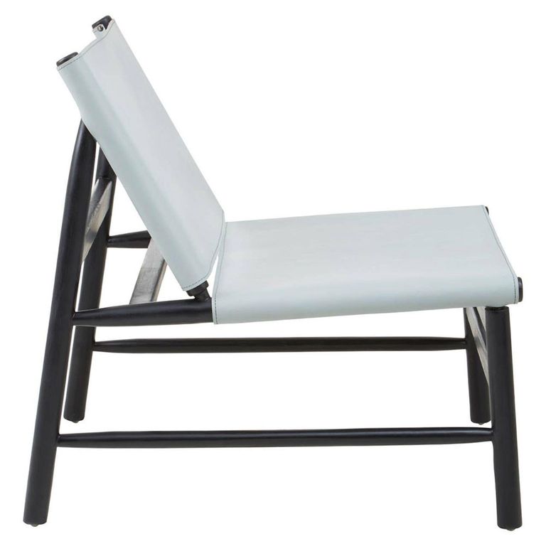 Kendari Chair - Grey Leather with Teak Wood - Backrest