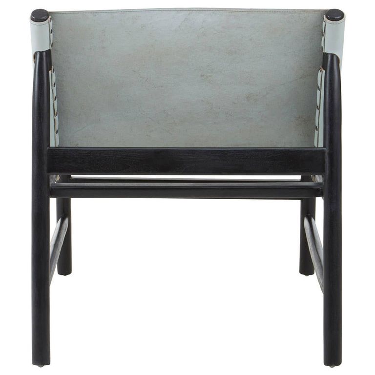 Kendari Chair - Grey Leather with Teak Wood - Backrest