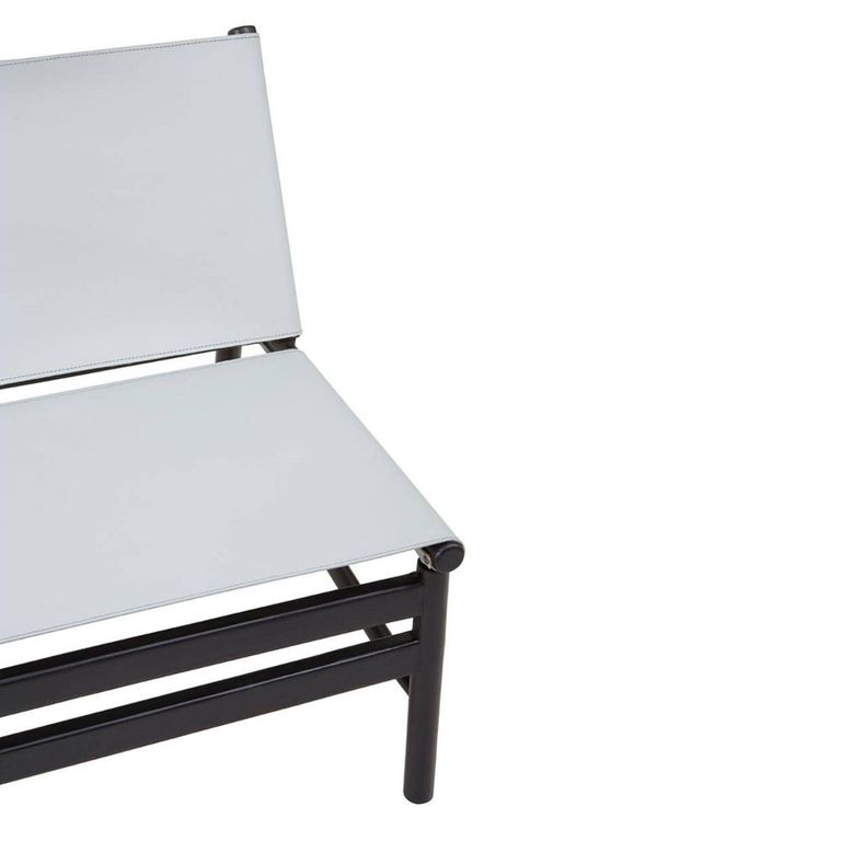 Kendari Chair - Grey Leather with Teak Wood - Backrest