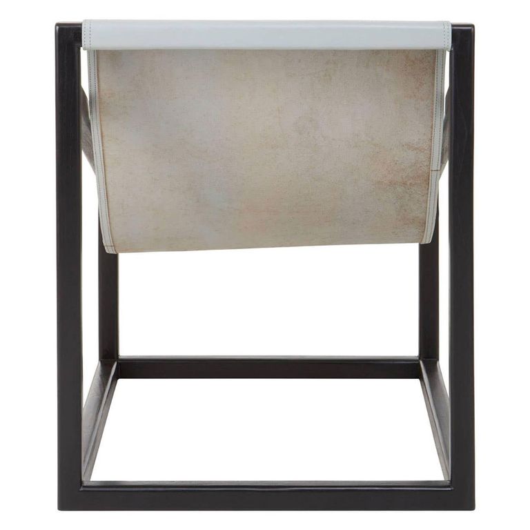 Kendari Chair - Grey Leather with Teak Wood - Cubic Frame