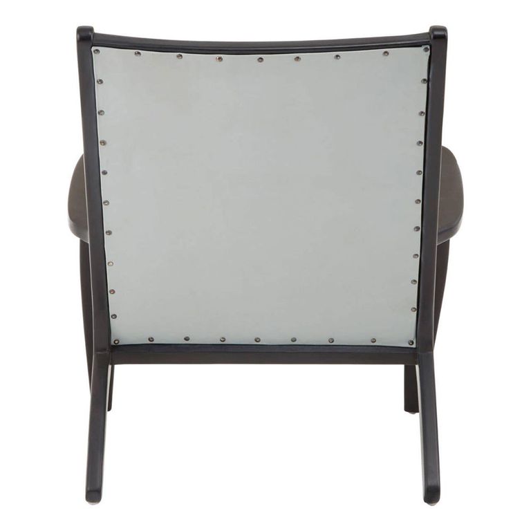 Kendari Lounge Chair - Grey Leather with Teak Wood