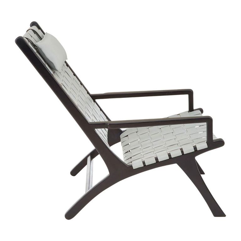 Kendari Armchair - Grey Woven Leather with Teak Wood