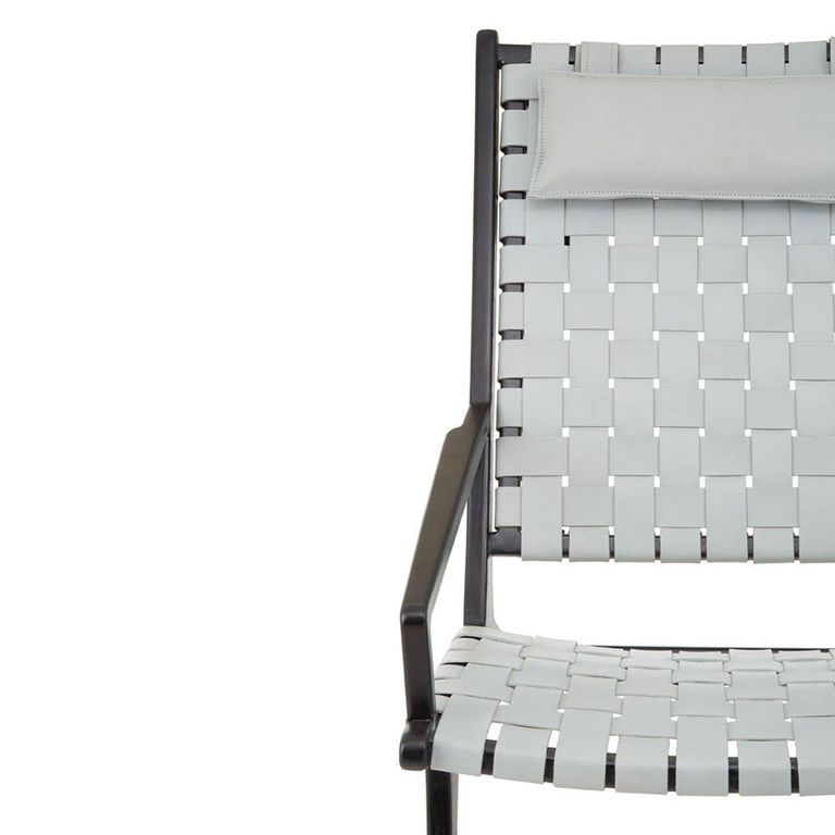 Kendari Armchair - Grey Woven Leather with Teak Wood