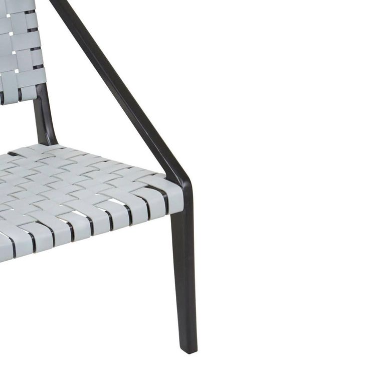 Kendari Chair - Grey Woven Leather with Teak Wood