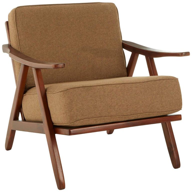 Kendari Armchair - Light Brown Fabric with Teak Wood