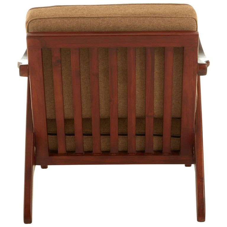 Kendari Armchair - Light Brown Fabric with Teak Wood