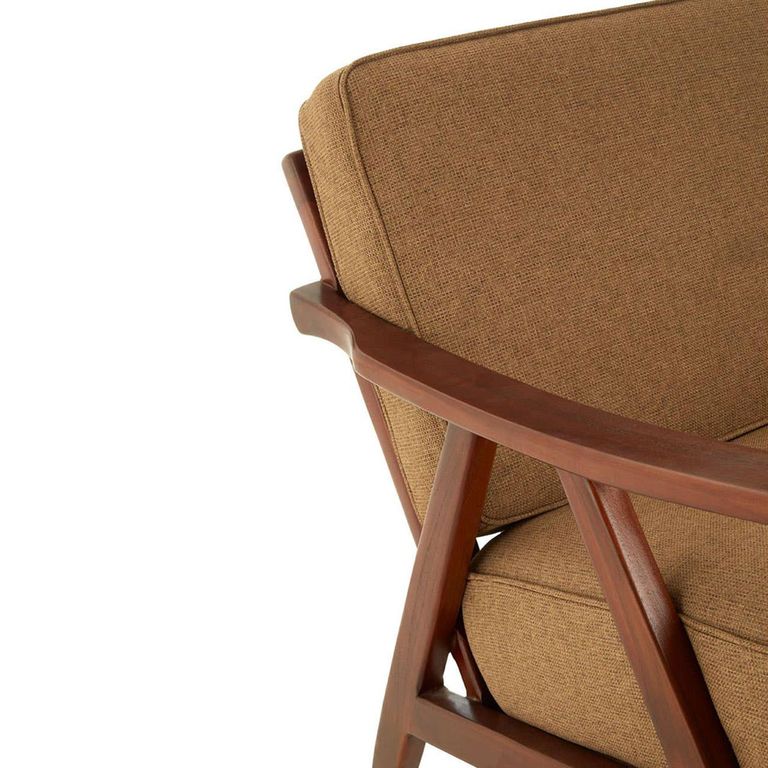 Kendari Armchair - Light Brown Fabric with Teak Wood