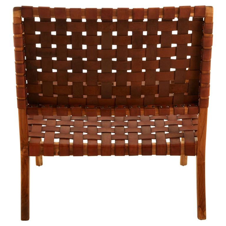 Kendari Chair - Tan Woven Leather with Teak Wood