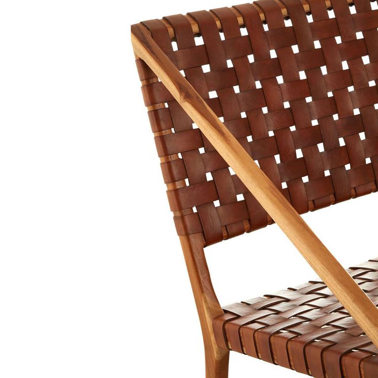 Kendari Chair - Tan Woven Leather with Teak Wood
