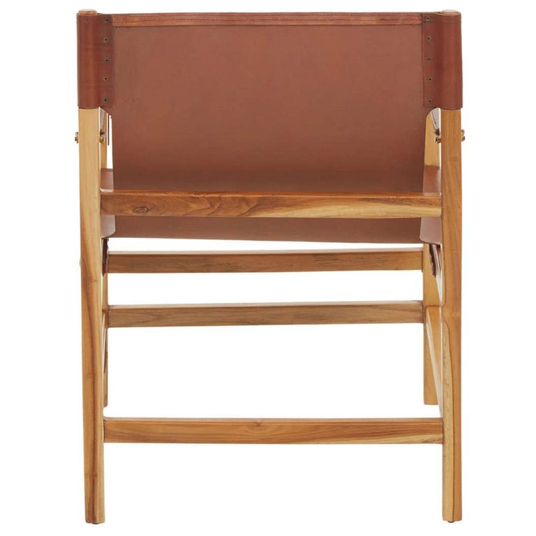 Kendari Lounge Chair - Vintage Brown Leather with Teak Wood - with Footrest