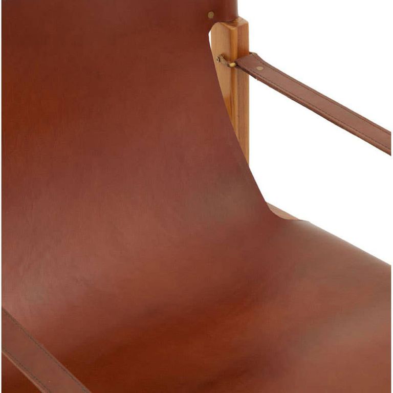 Kendari Lounge Chair - Vintage Brown Leather with Teak Wood - with Footrest