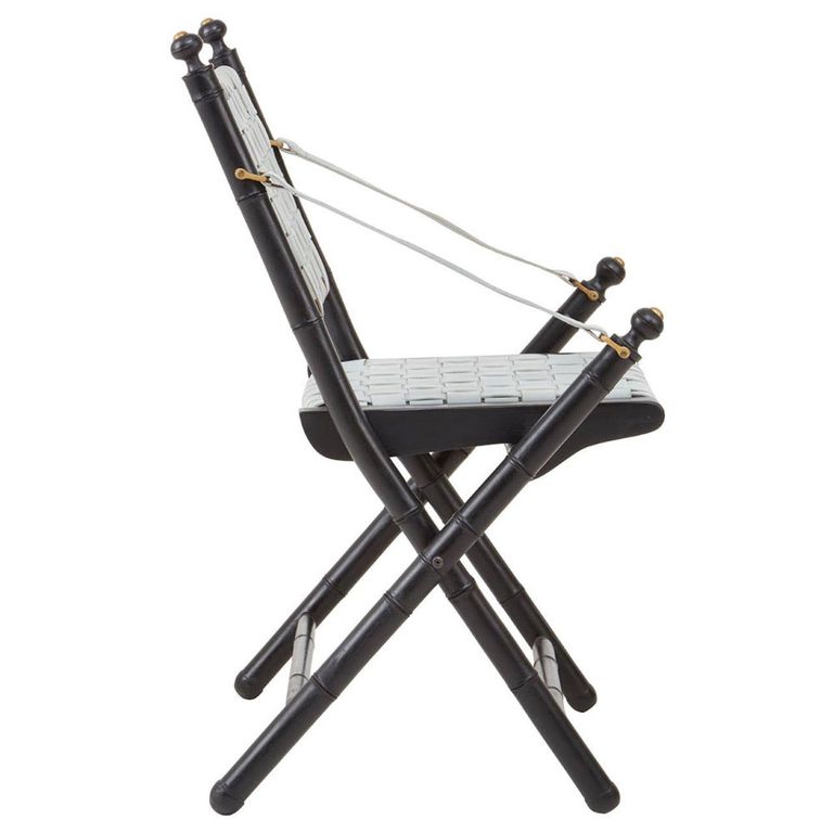 Kendari Armchair - White Strapped Leather with Teak Wood