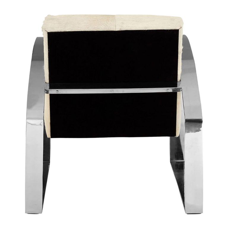 Kensington Townhouse Lounge Chair - Beige Leather with Silver Metal