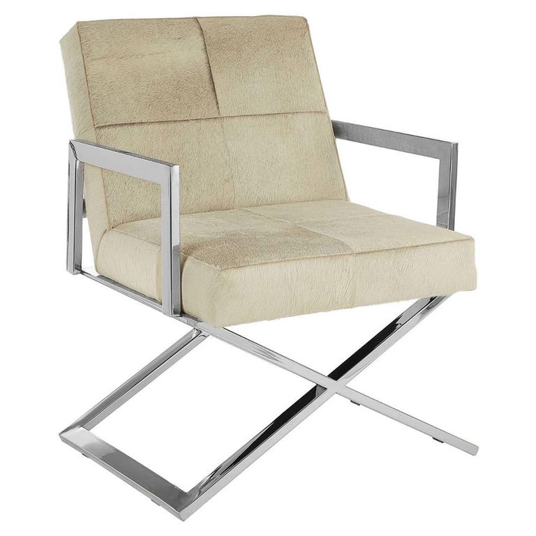 Kensington Townhouse Armchair - Grey Leather with Silver Metal