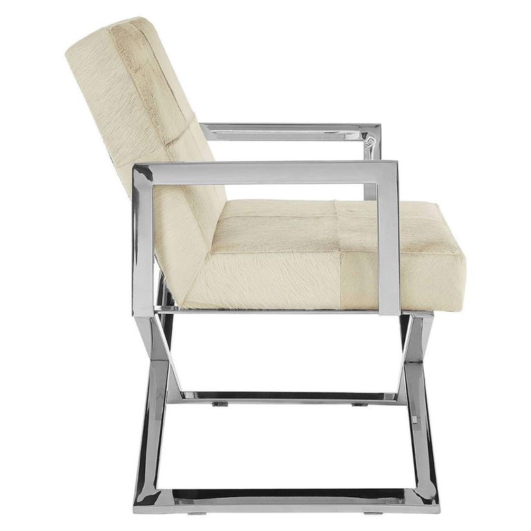 Kensington Townhouse Armchair - Grey Leather with Silver Metal