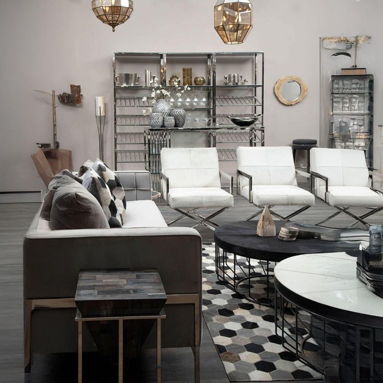 Kensington Townhouse Armchair - Grey Leather with Silver Metal