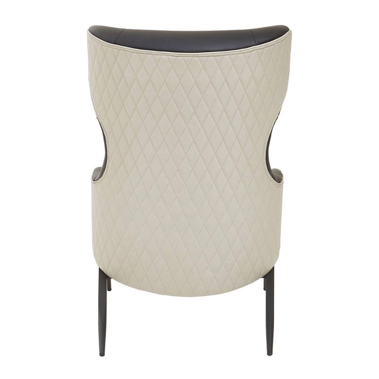 Kiev Armchair - Wing Back - Black Fabric and Beige Faux Leather