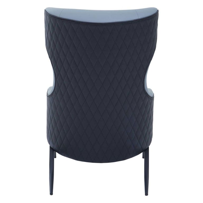 Kiev Armchair - Wing Back - Grey Fabric and Black Faux Leather