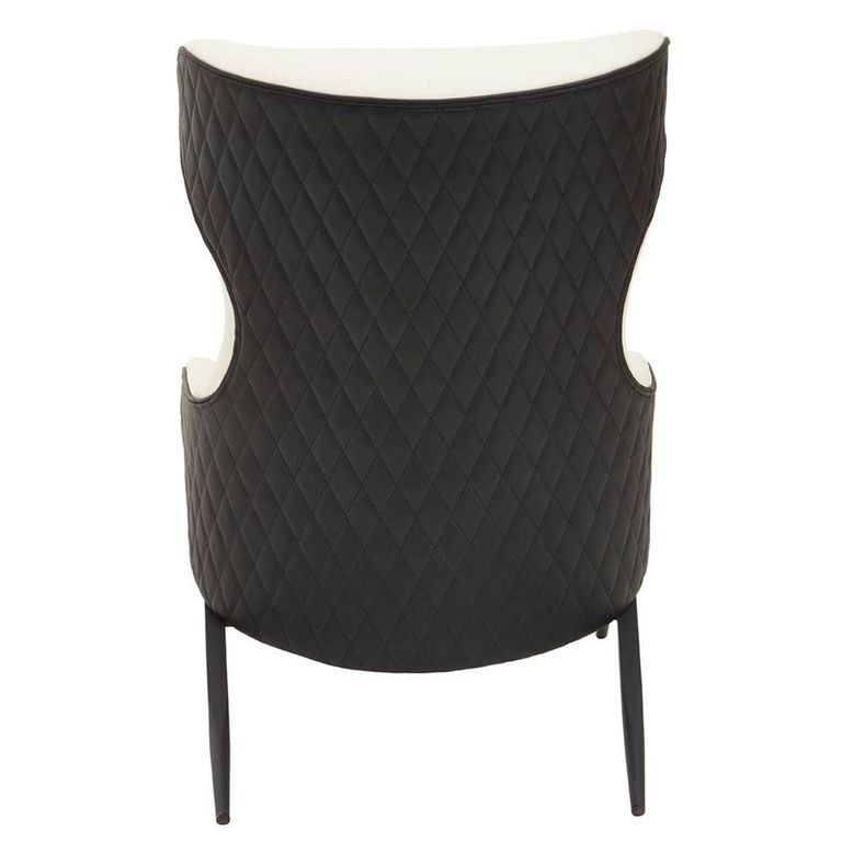 Kiev Armchair - Wing Back - Ivory Fabric and Black Faux Leather
