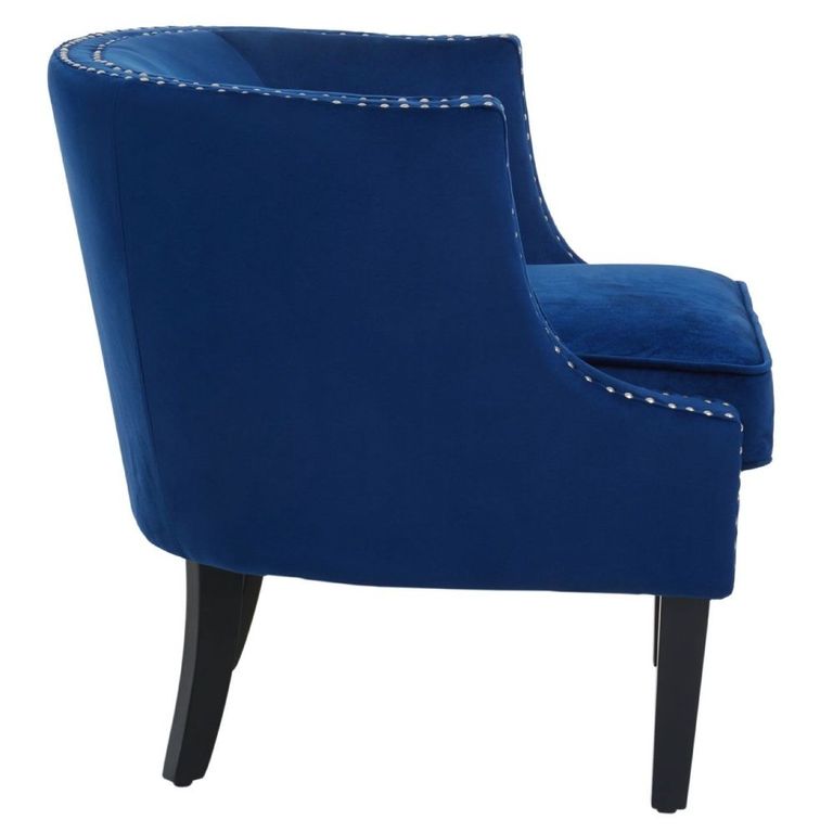 Larissa Accent Chair - Blue Velvet Fabric with Studded Detail