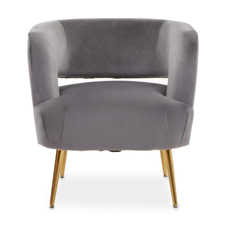Larissa Accent Chair - Grey Velvet Fabric with Metal Legs