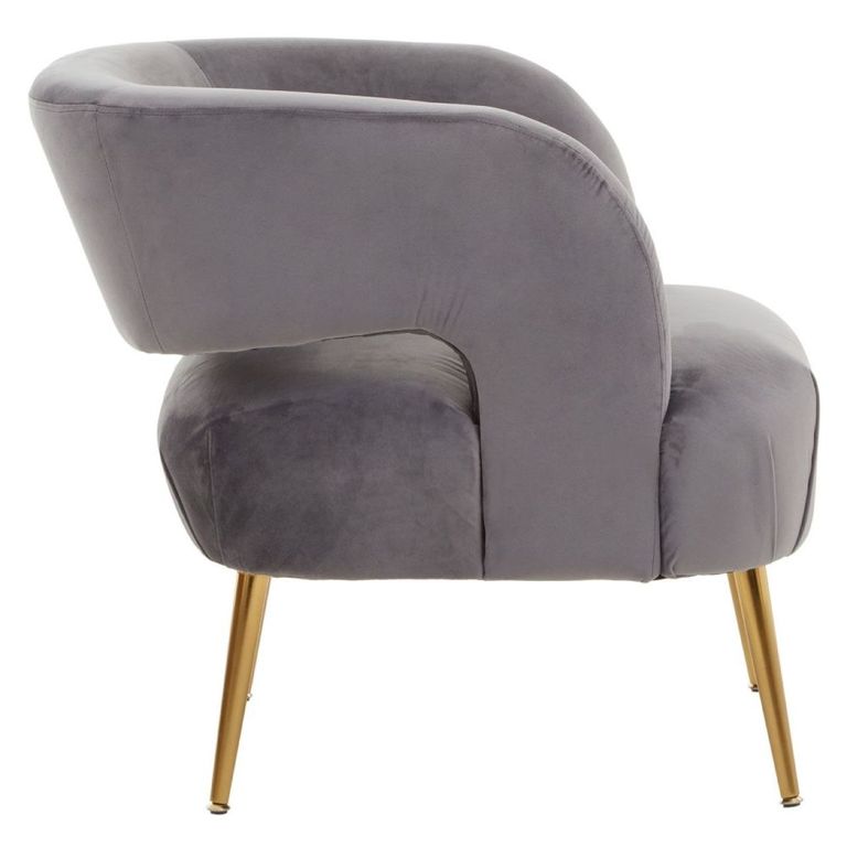 Larissa Accent Chair - Grey Velvet Fabric with Metal Legs